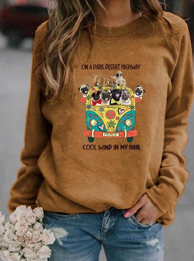 women's hoodie long sleeve hoodies & sweatshirts printing casual cartoon letter dog