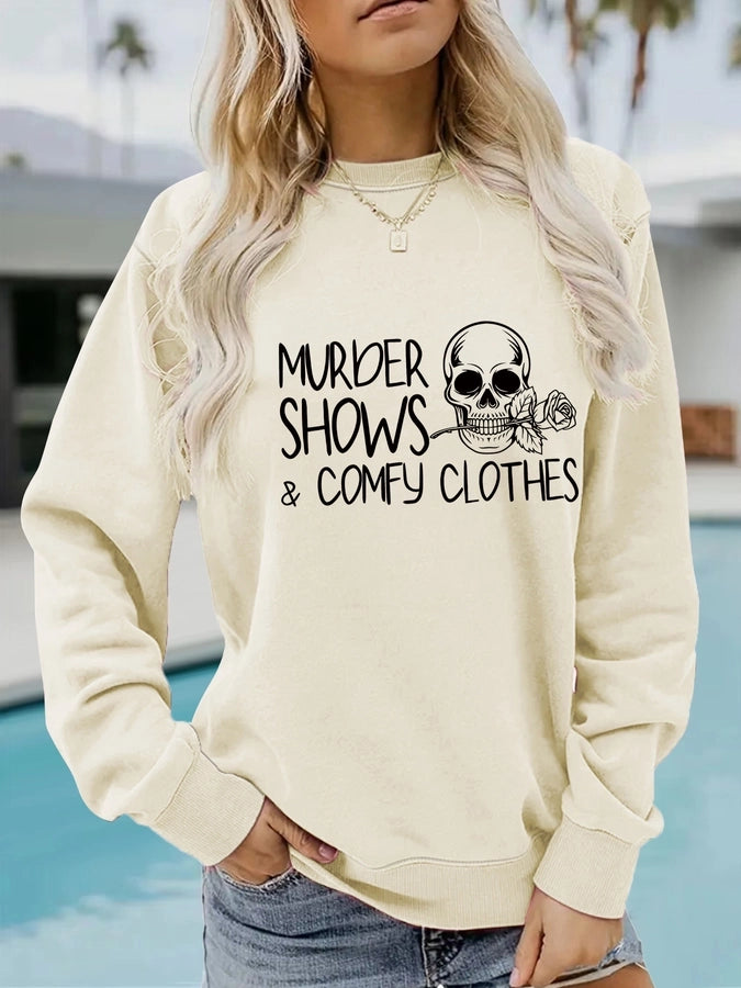 Hoodies & Sweatshirts Long Sleeve Printing Streetwear Letter Skull