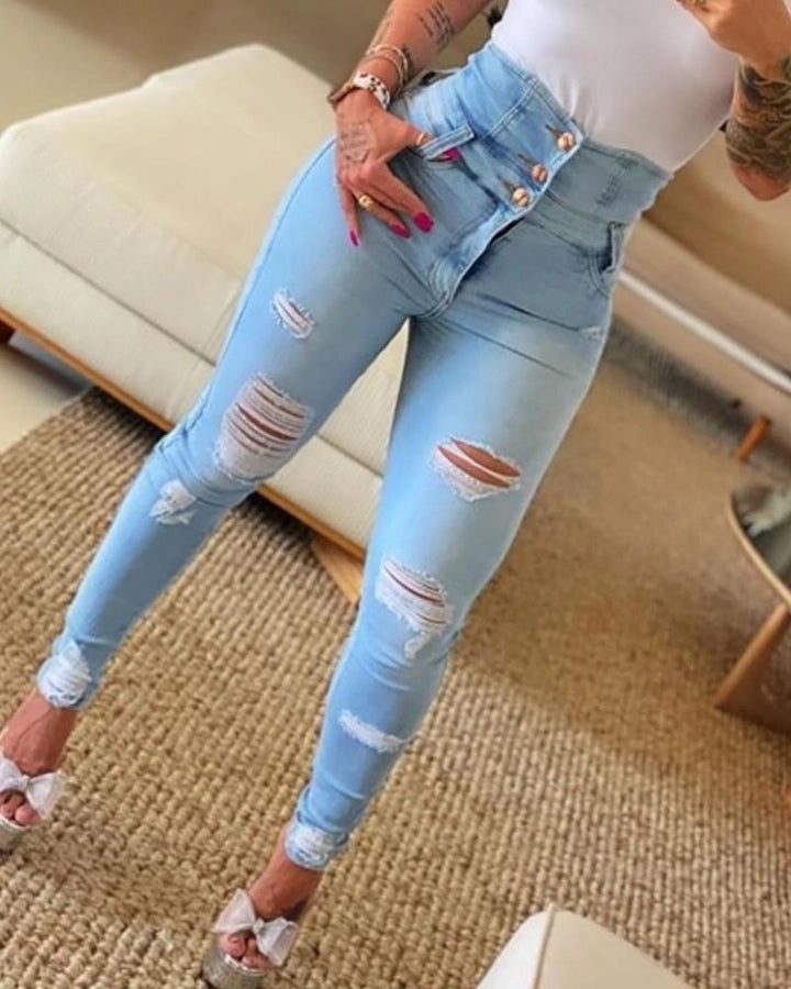 women's daily street streetwear solid color full length jeans