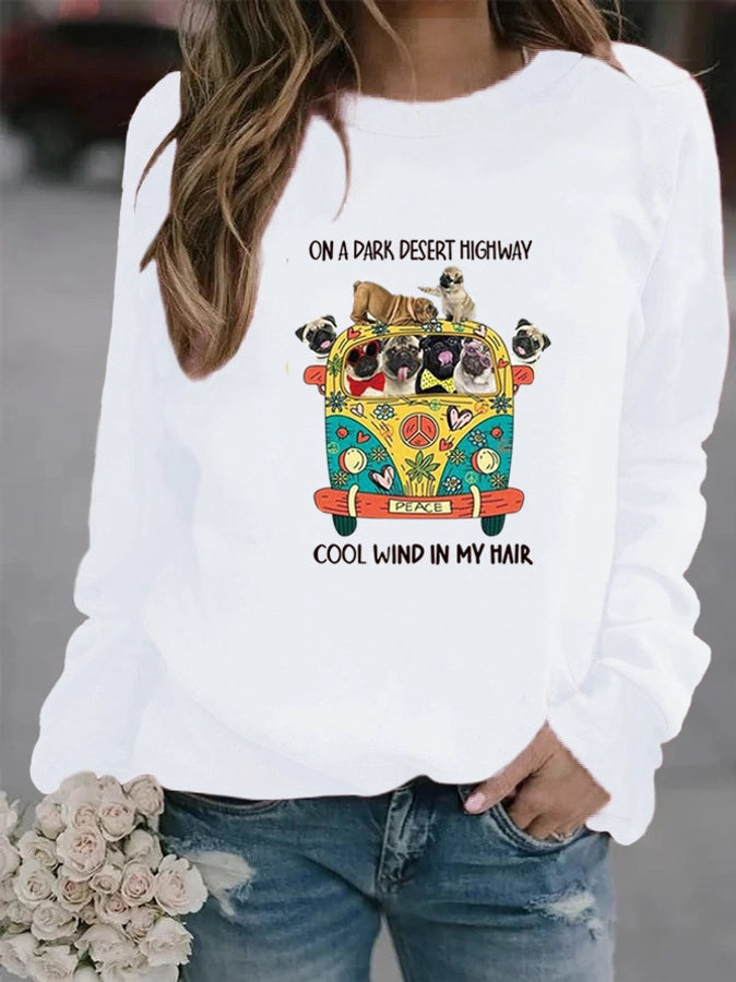 women's hoodie long sleeve hoodies & sweatshirts printing casual cartoon letter dog