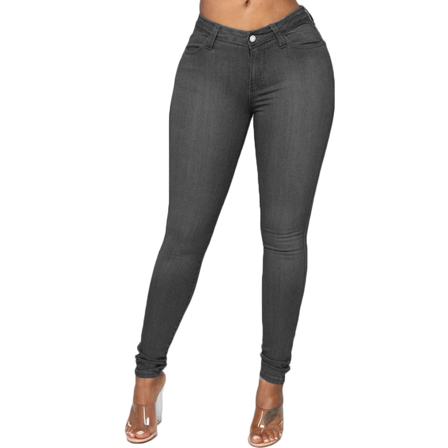 women's daily fashion solid color full length washed jeans