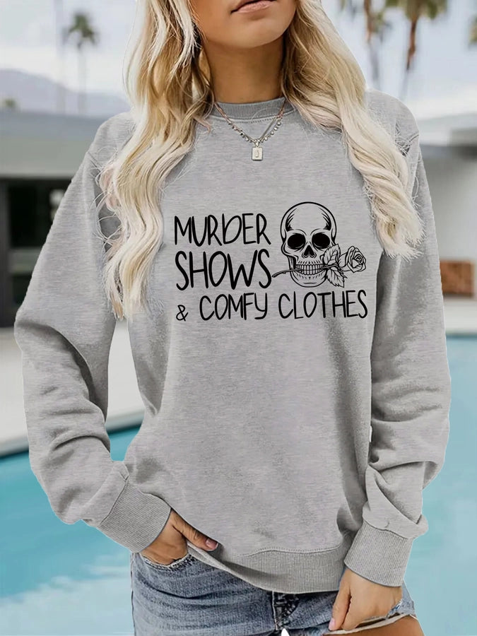 Hoodies & Sweatshirts Long Sleeve Printing Streetwear Letter Skull