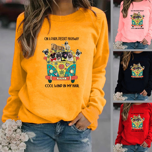 women's hoodie long sleeve hoodies & sweatshirts printing casual cartoon letter dog