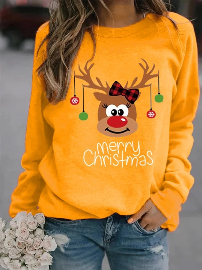 Hoodies & Sweatshirts Long Sleeve Printing Casual Letter Deer