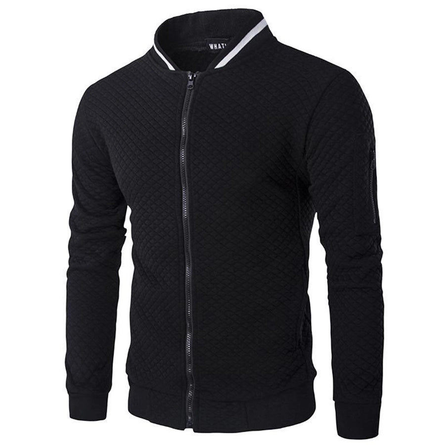 men's simple style solid color zipper fleece jacket