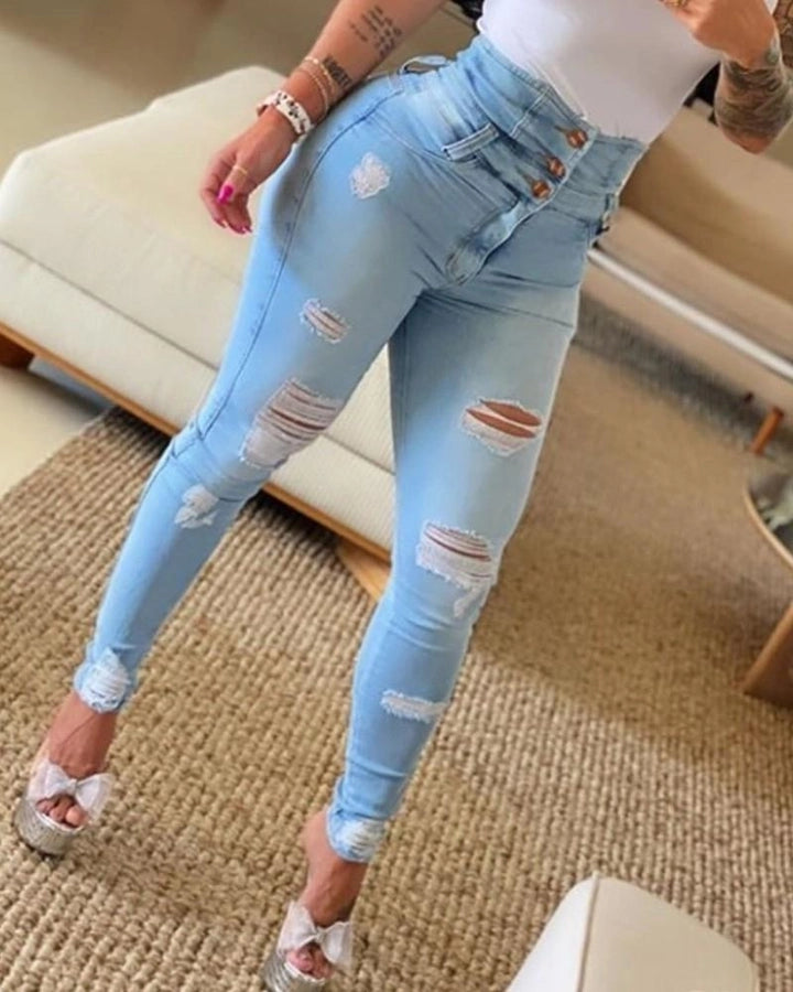 women's daily street streetwear solid color full length jeans