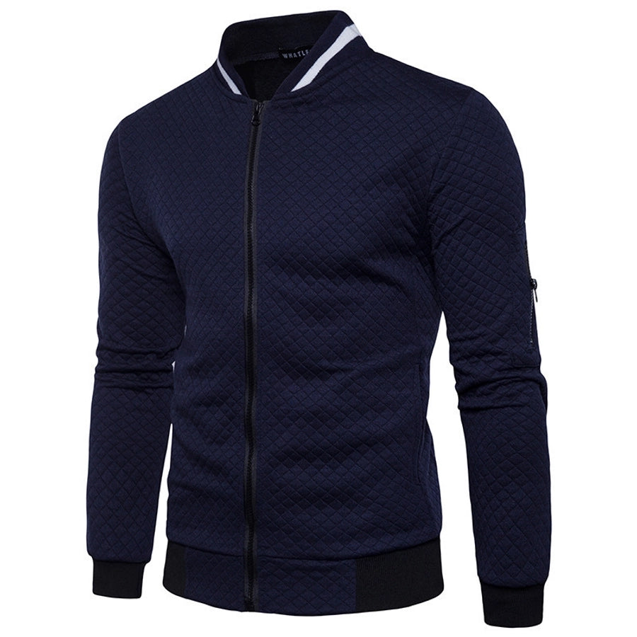 men's simple style solid color zipper fleece jacket