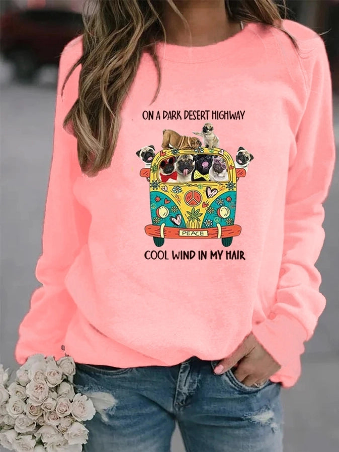 women's hoodie long sleeve hoodies & sweatshirts printing casual cartoon letter dog