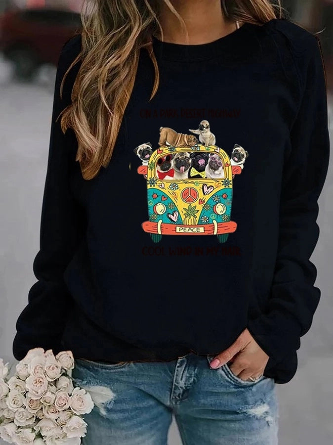 women's hoodie long sleeve hoodies & sweatshirts printing casual cartoon letter dog